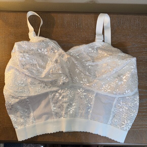 Vintage Norvell 42L White Floral Lace Long Line Soft Cup Bra Style 2877LL NWOT - Picture 1 of 6